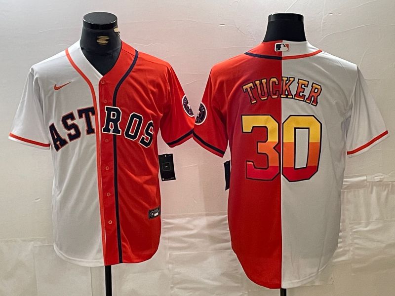 Men Houston Astros #30 Tucker White orange Nike 2024 MLB Jersey style 1->->